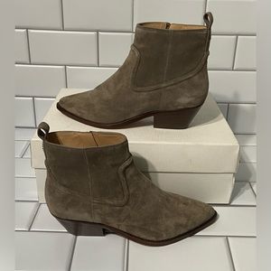 Veronica Beard Womens Zip Up Bootie Pointed Toe Kinsley  Taupe Ankle Boots 7